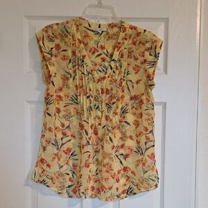 Sheer Womens Pale Sky Floral Blouse